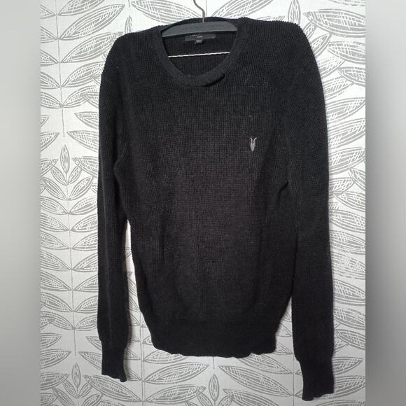 All Saints Rias Sweater Black Distressed Designer Street Edgy Academia Grunge - Picture 2 of 7